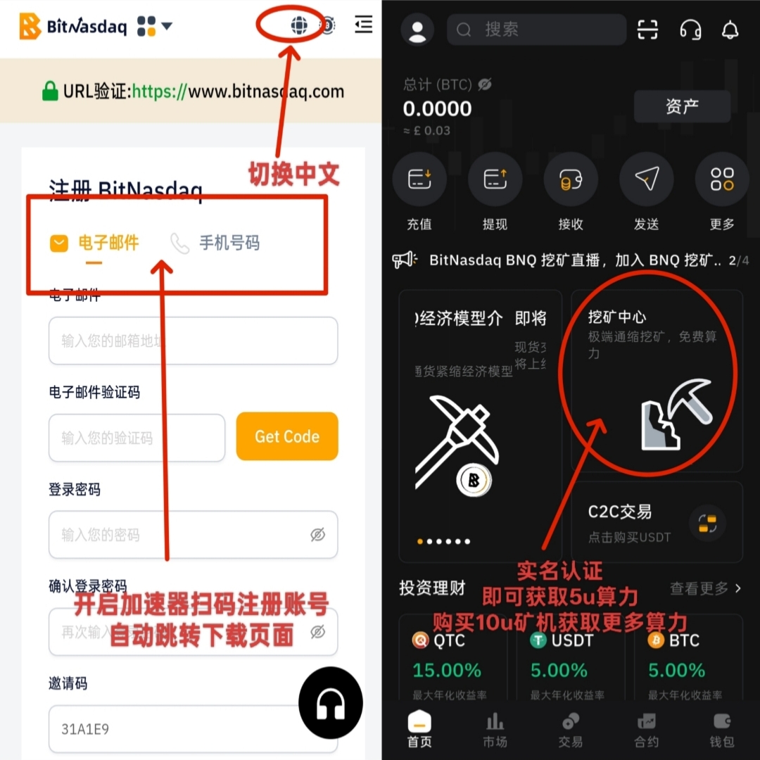 BitNasdaq交易所：注册就送5u永久算力矿机，一起见证千倍币！