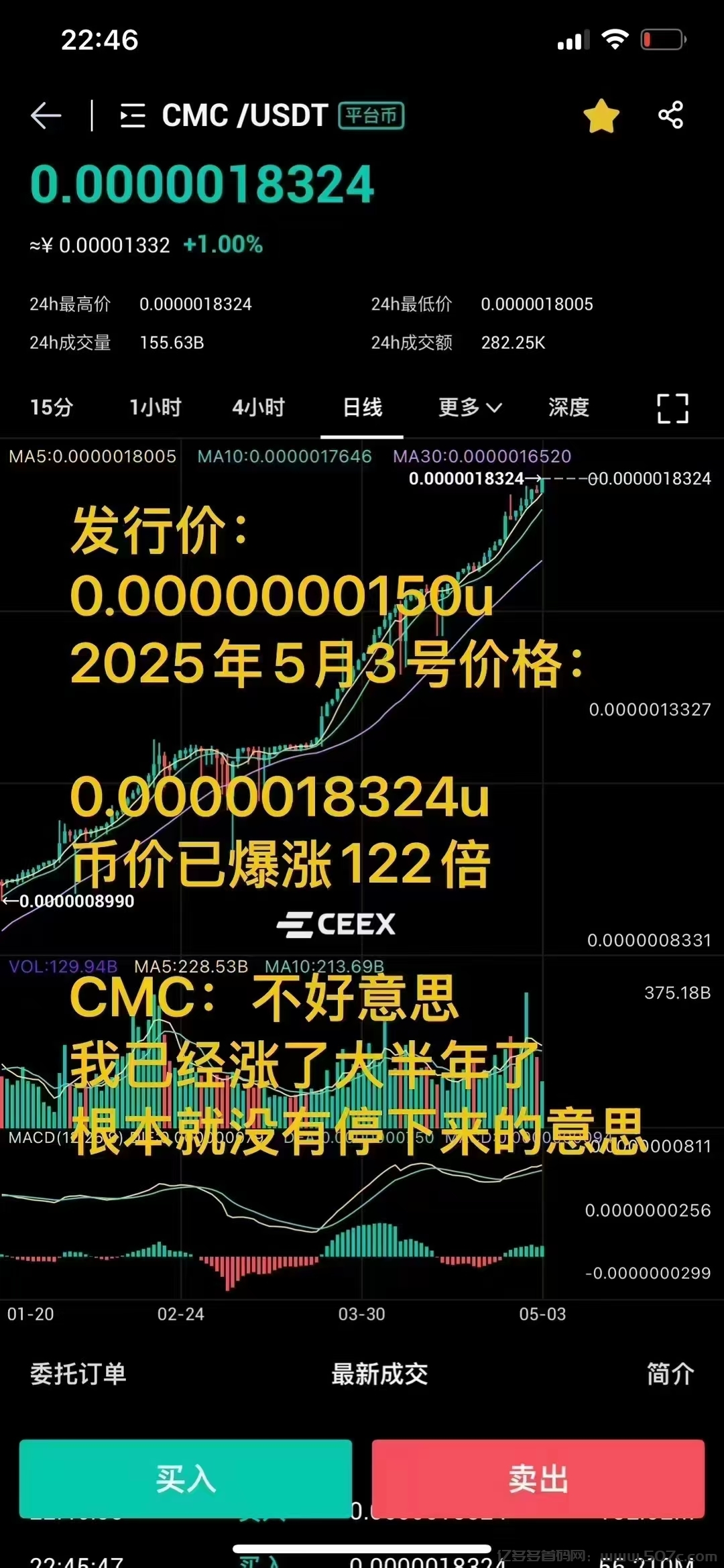 零撸平台币，每天涨，已涨一百倍，随时交易