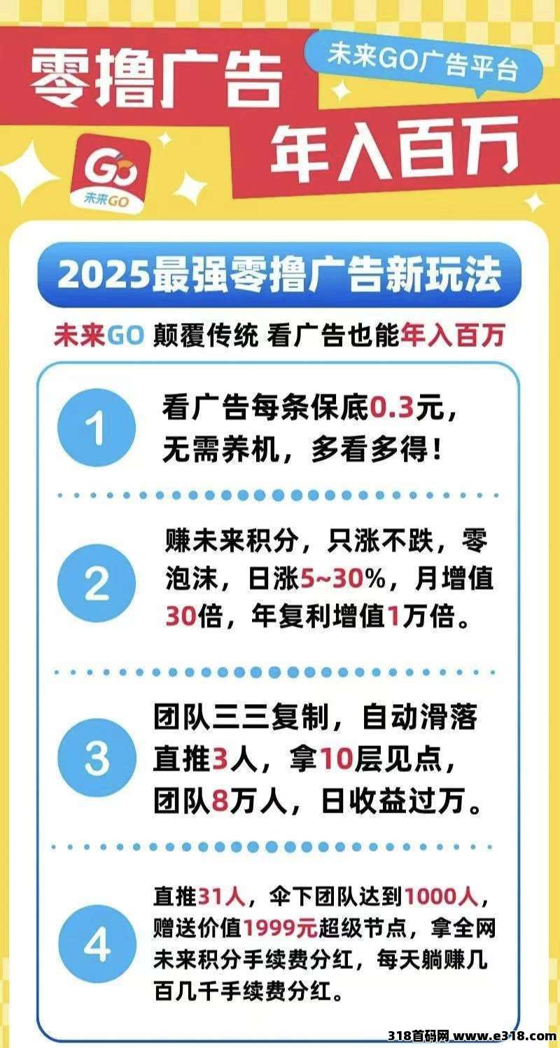 未来go不养机每日撸积分天天翻倍圈圈模式！