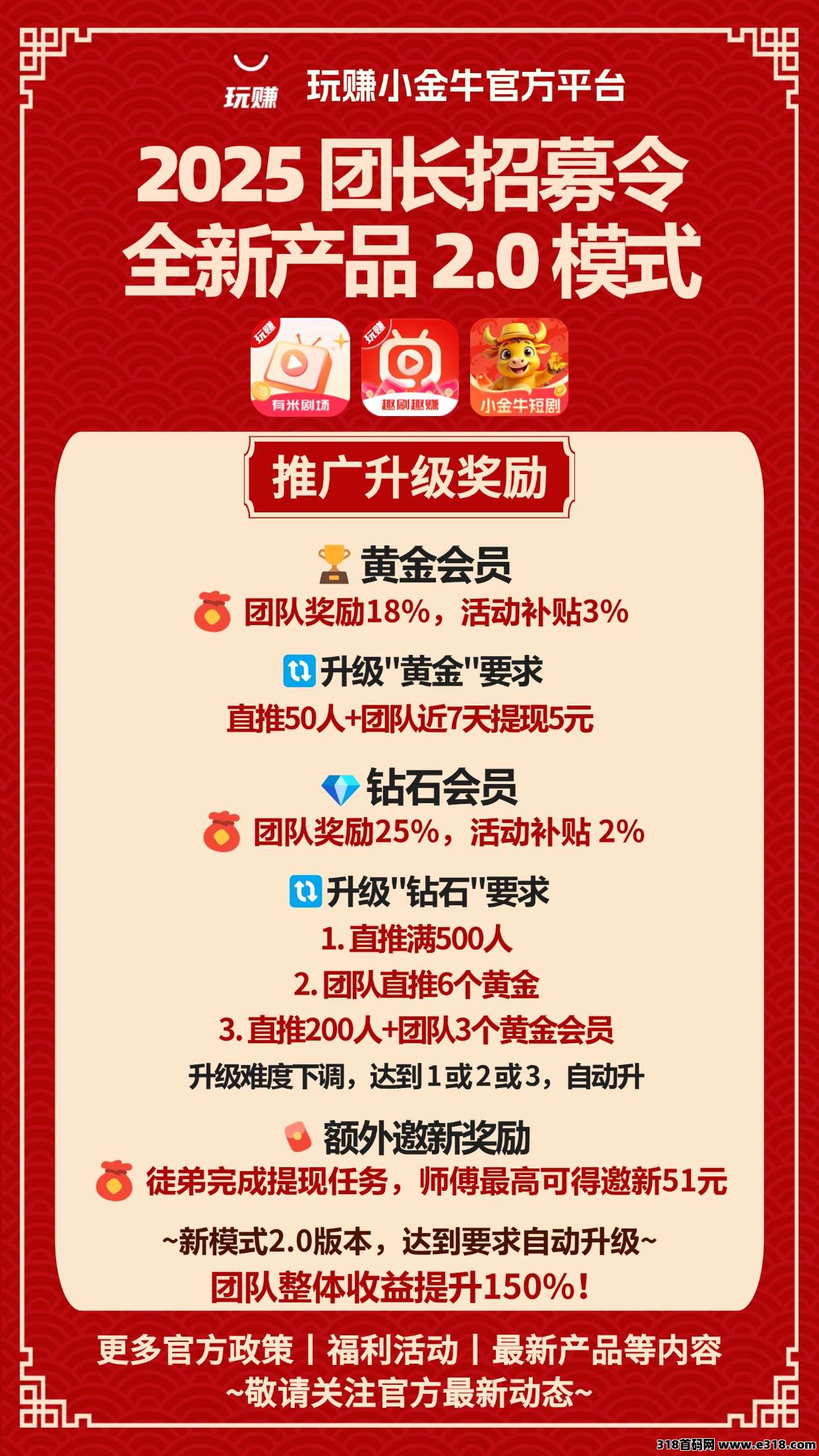 小金牛短剧2.0，不养机，根据教程操作收益高！开团收益更高！